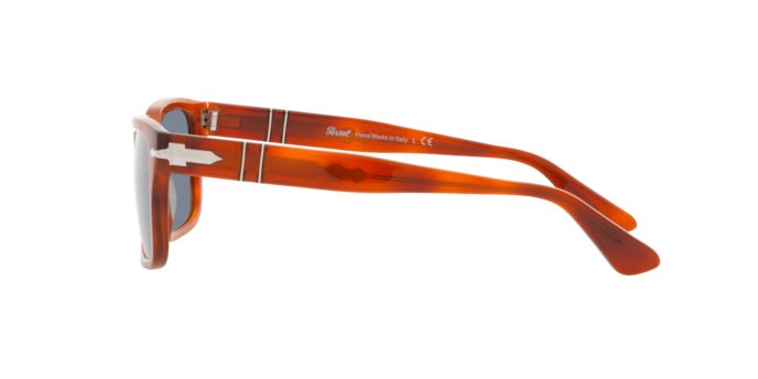 Occhiali da sole Persol PO 3272S (96/56) colore terra di siena forma rettangolare lenti light blue
