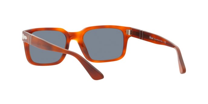 Occhiali da sole Persol PO 3272S (96/56) colore terra di siena forma rettangolare lenti light blue