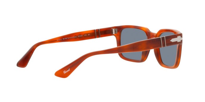 Occhiali da sole Persol PO 3272S (96/56) colore terra di siena forma rettangolare lenti light blue