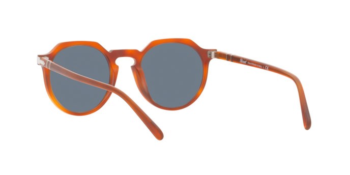 Occhiali da sole Persol PO 3281S (96/56) colore terra di siena forma pantos lenti light blue