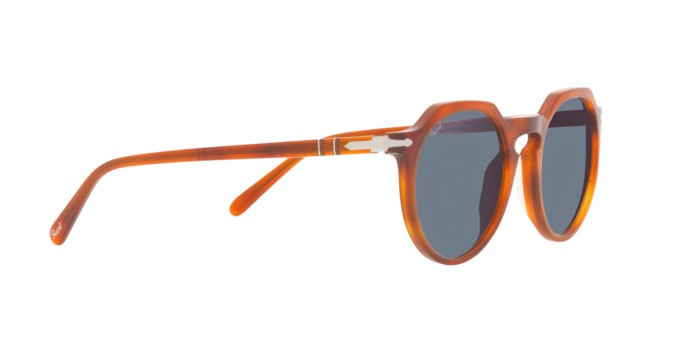 Occhiali da sole Persol PO 3281S (96/56) colore terra di siena forma pantos lenti light blue