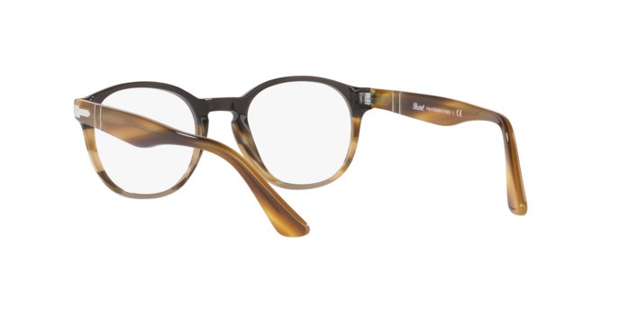 Brillen Persol PO 3284V (1135) farbe black cut net striped brown cu form pantos gläser demo lens