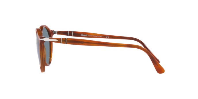 Occhiali da sole Persol PO 3285S (96/56) colore terra di siena forma rotondo lenti light blue