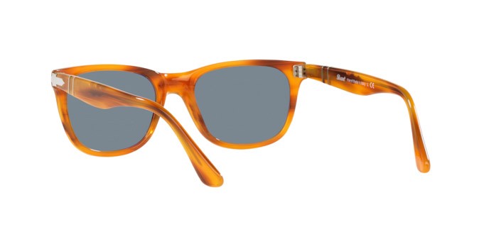Occhiali da sole Persol PO 3291S (960/56) colore striped brown forma rettangolare lenti light blue