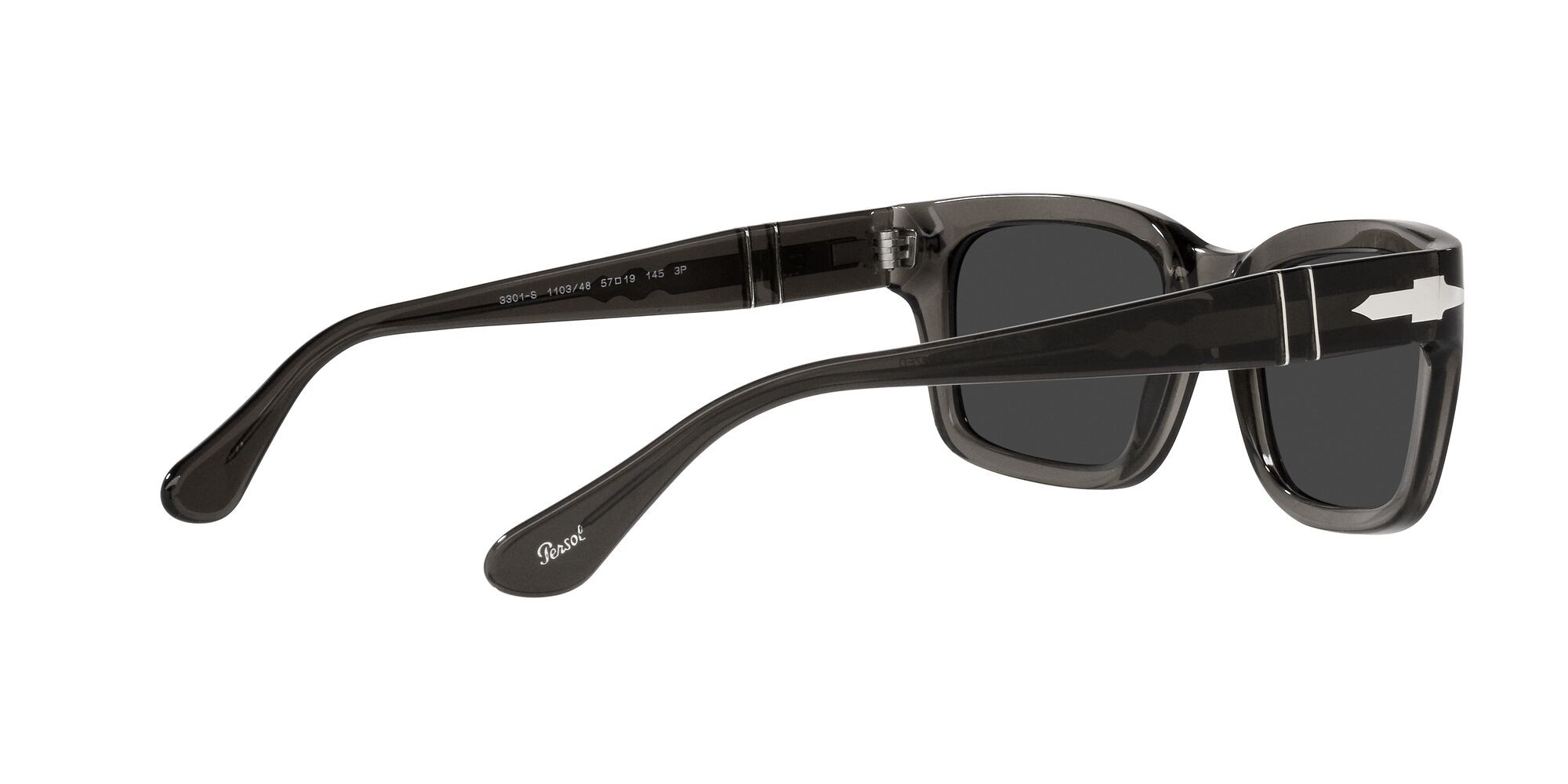 Occhiali da sole Persol PO 3301S (110348) colore opale fumo forma rettangolare lenti polarized grigio scuro