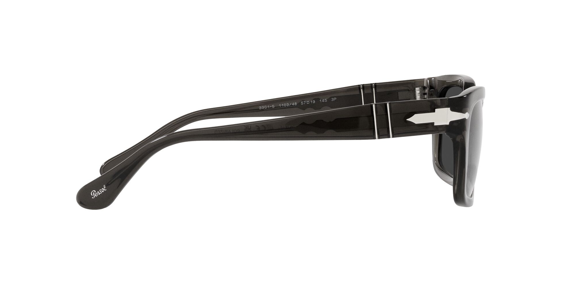 Occhiali da sole Persol PO 3301S (110348) colore opale fumo forma rettangolare lenti polarized grigio scuro