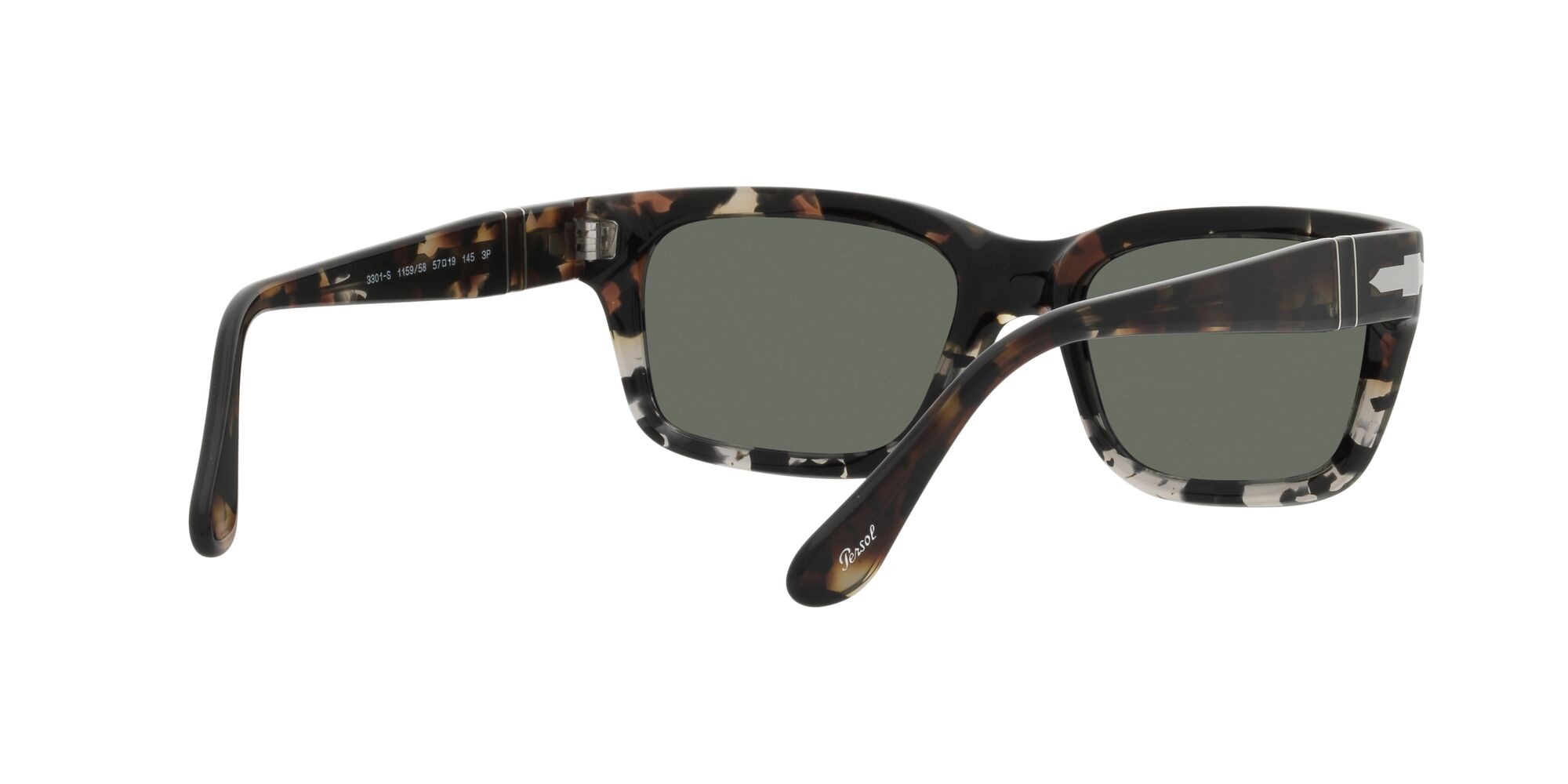 Occhiali da sole Persol PO 3301S (115958) colore brown cut grey tortoise forma rettangolare lenti polarized verde