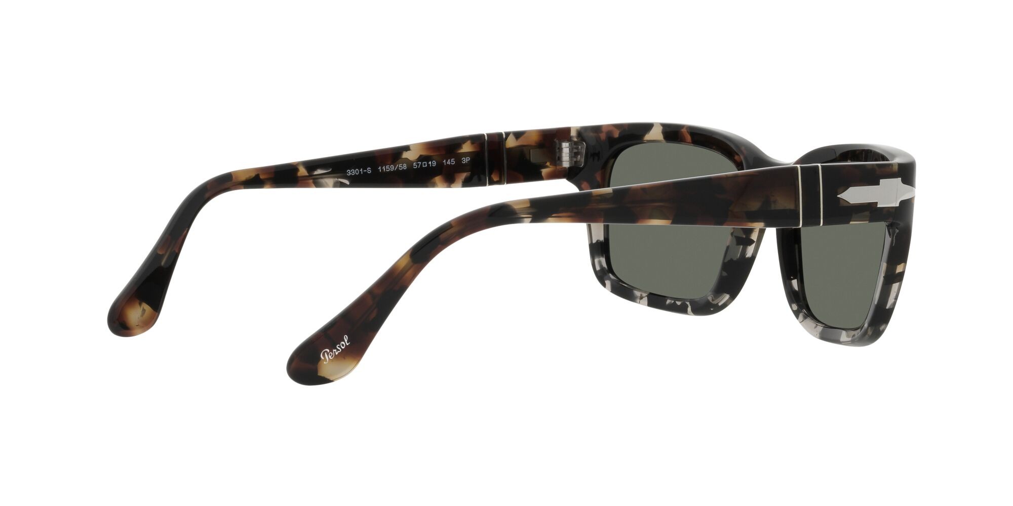 Occhiali da sole Persol PO 3301S (115958) colore brown cut grey tortoise forma rettangolare lenti polarized verde
