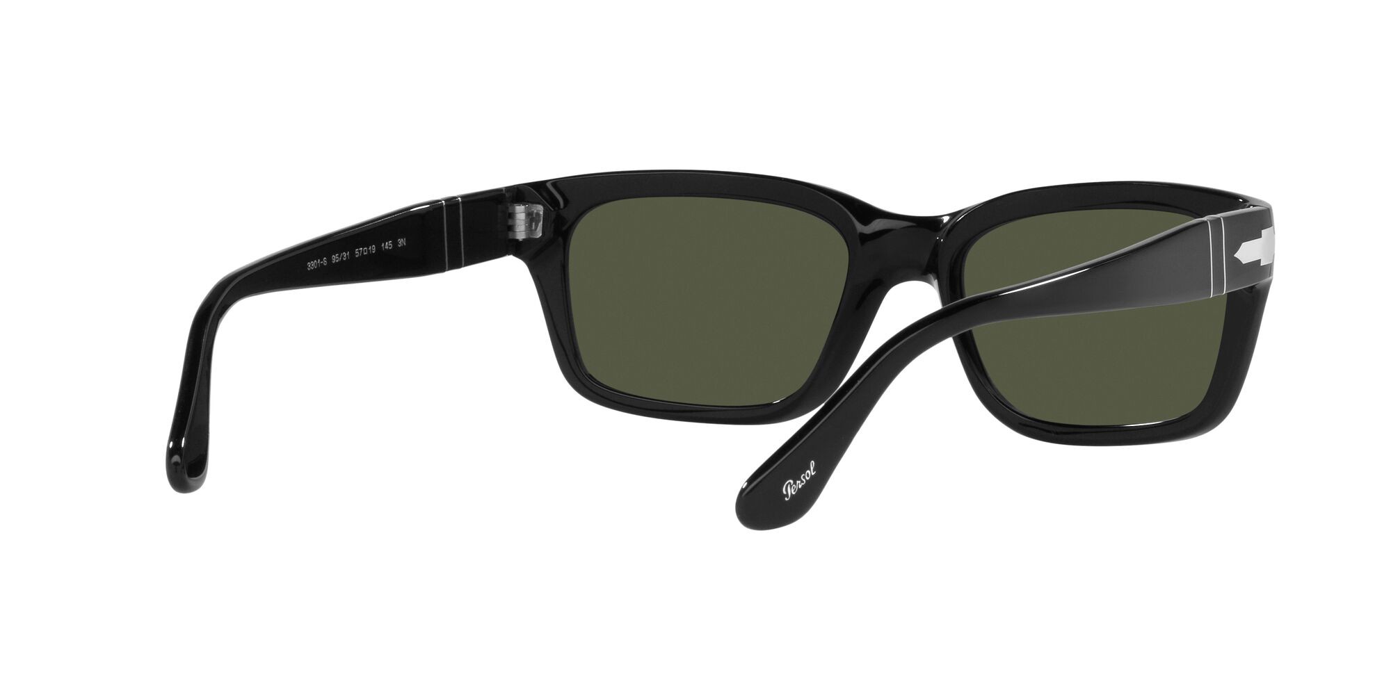 Occhiali da sole Persol PO 3301S (95/31) colore nero forma rettangolare lenti verde