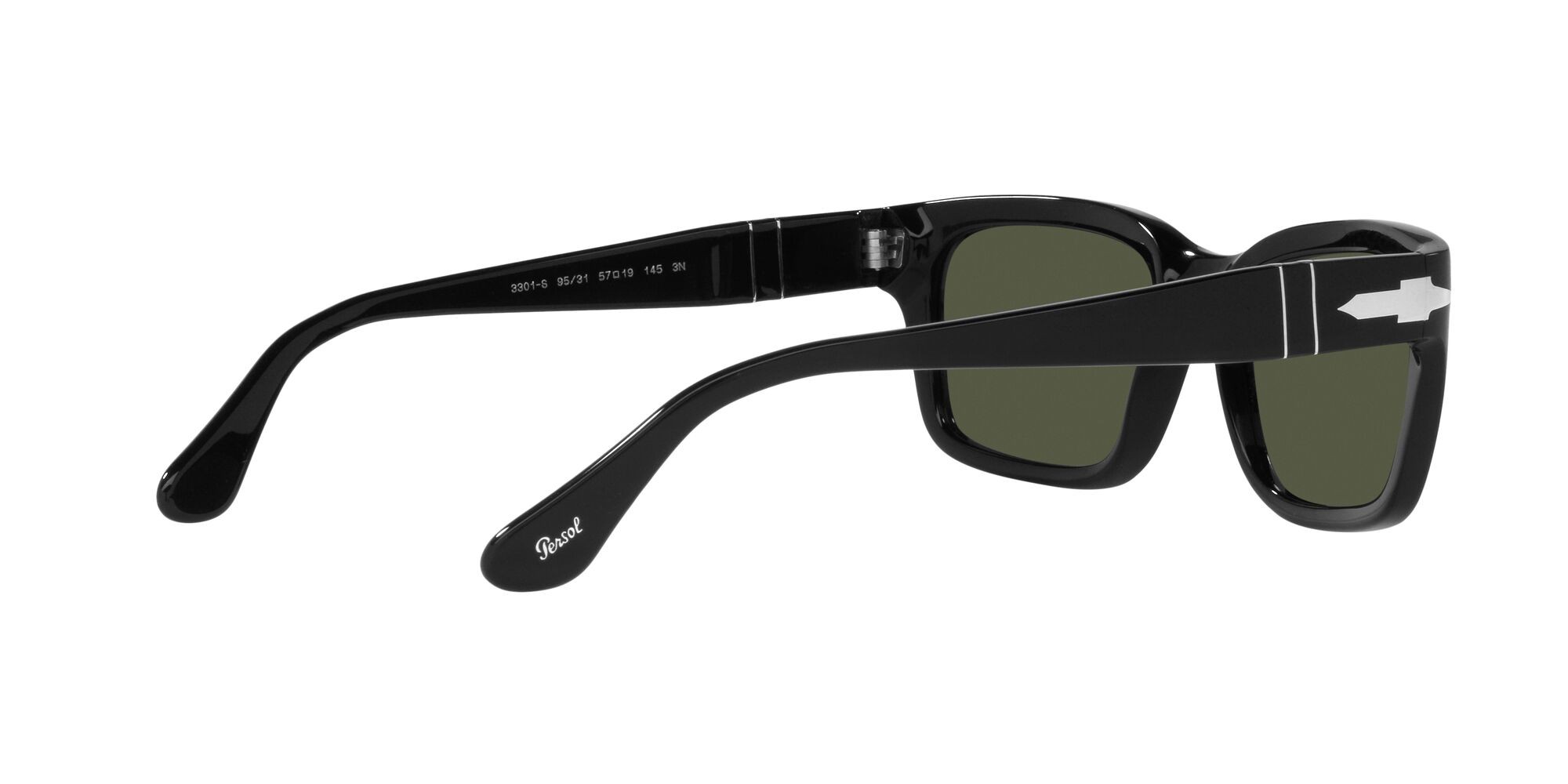 Occhiali da sole Persol PO 3301S (95/31) colore nero forma rettangolare lenti verde