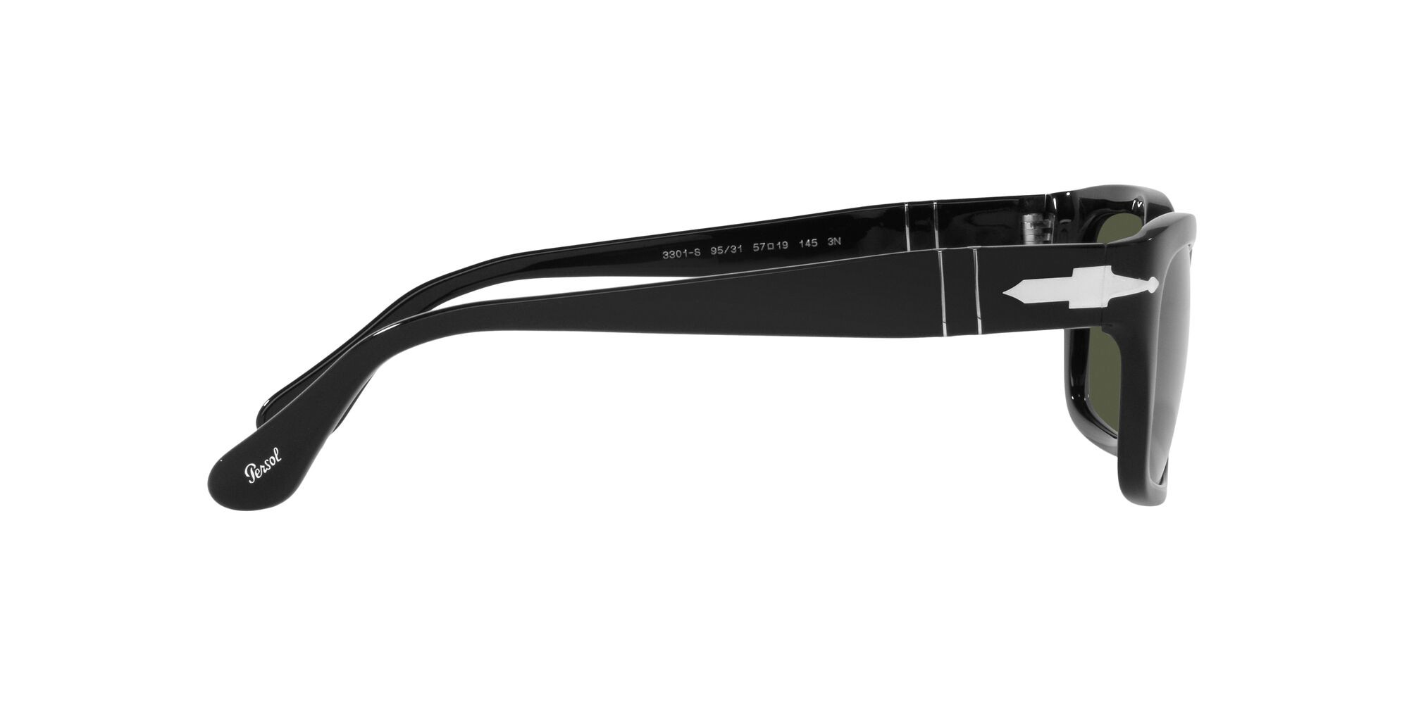 Occhiali da sole Persol PO 3301S (95/31) colore nero forma rettangolare lenti verde