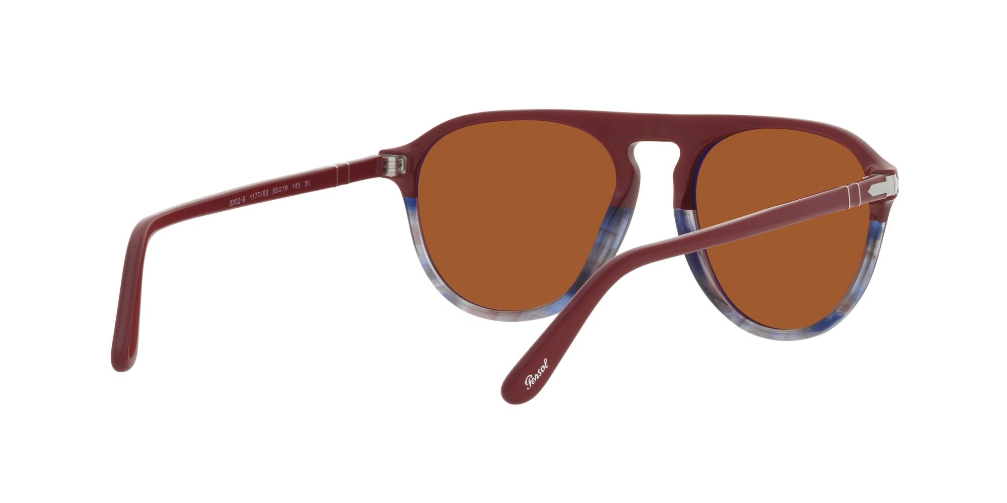 Occhiali da sole Persol PO 3302S (117753) colore bordeaux forma aviator lenti marrone