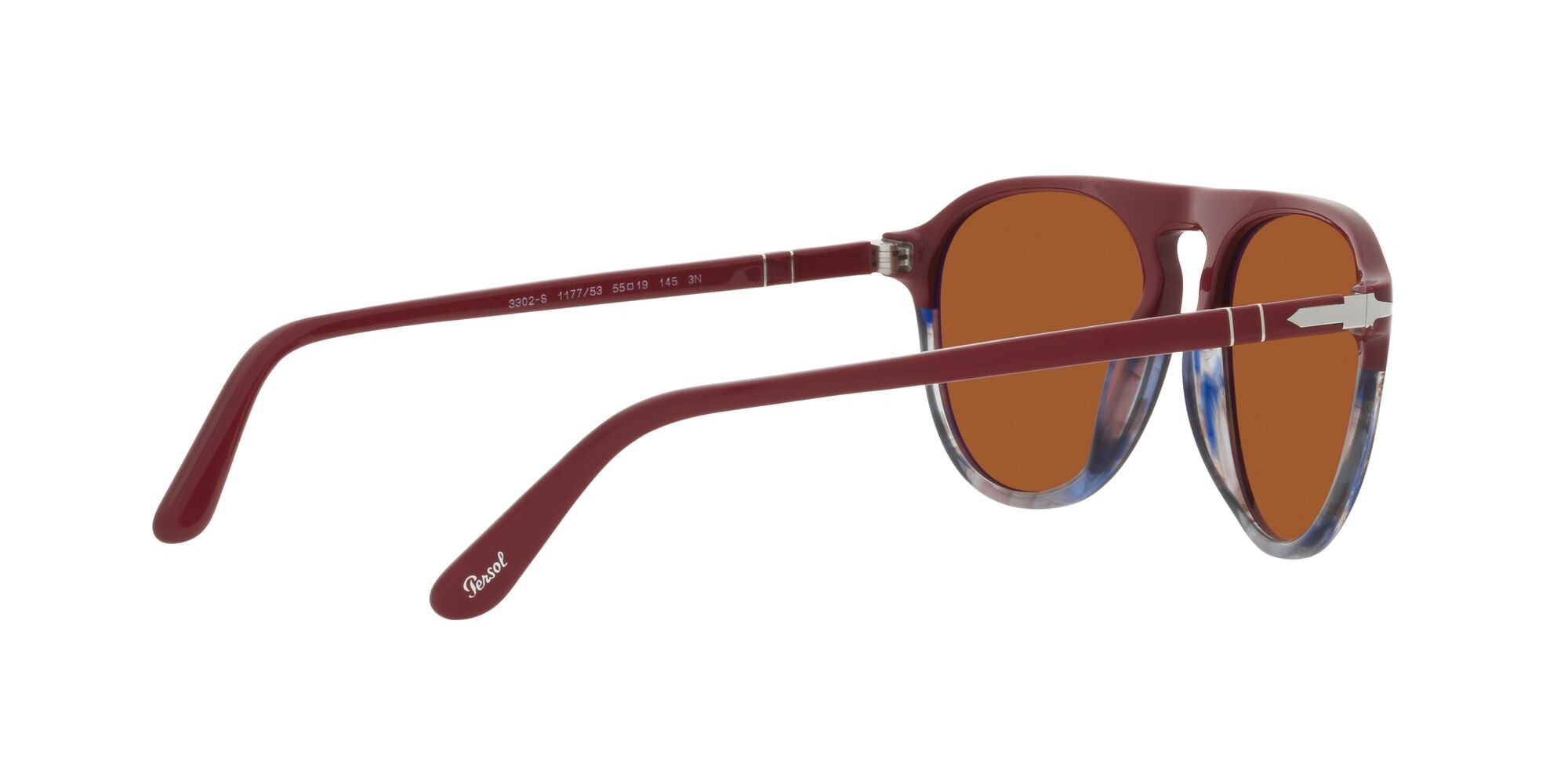 Occhiali da sole Persol PO 3302S (117753) colore bordeaux forma aviator lenti marrone