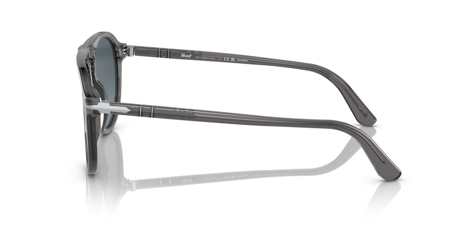 Occhiali da sole Persol PO 3302S (1196S3) colore grigio trasparente forma aviator lenti light blue gradient dark blue polar