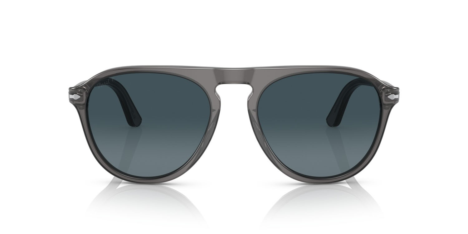 Occhiali da sole Persol PO 3302S (1196S3) colore grigio trasparente forma aviator lenti light blue gradient dark blue polar