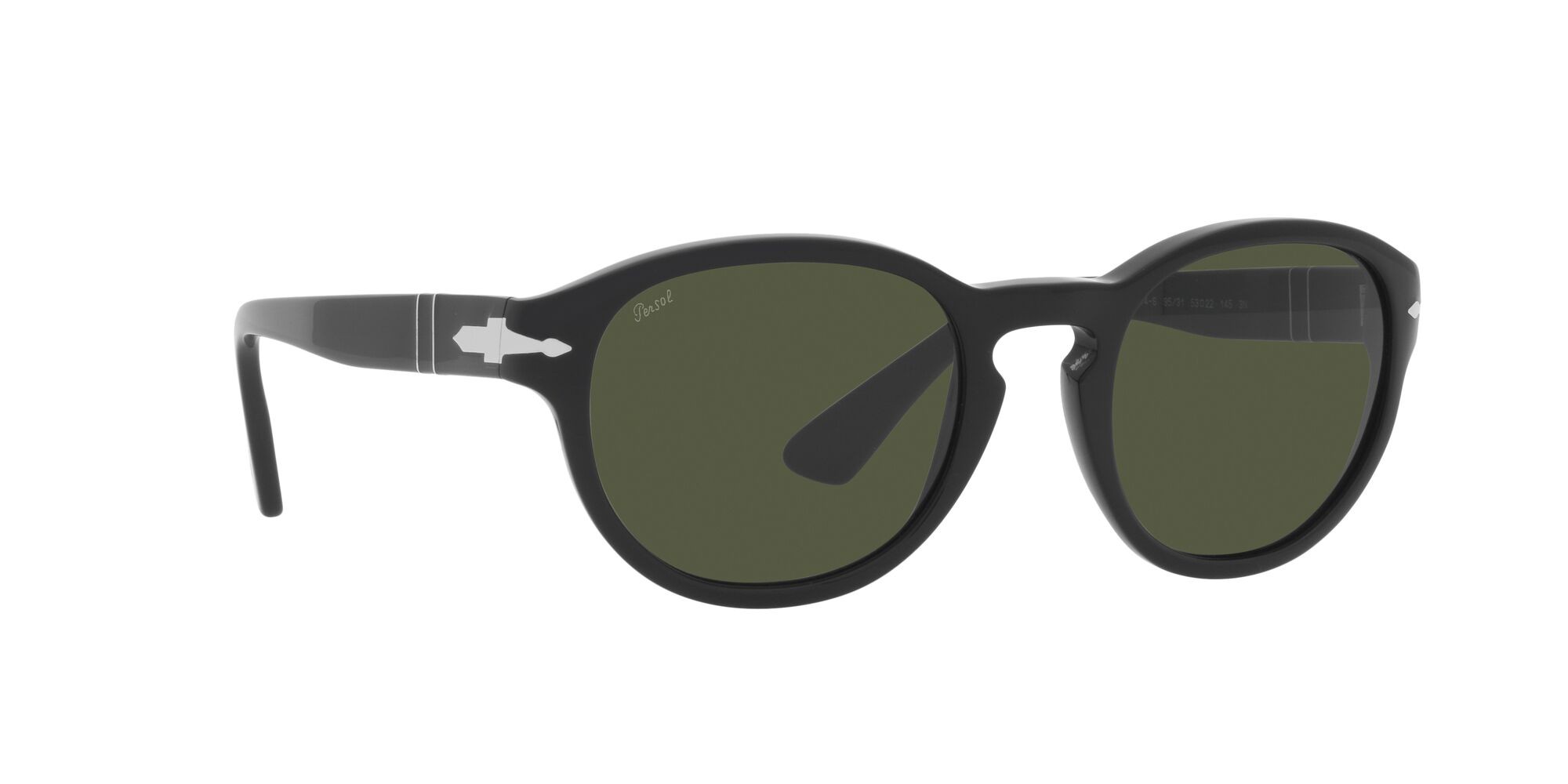 Occhiali da sole Persol PO 3304S (95/31) colore nero forma ovale lenti verde