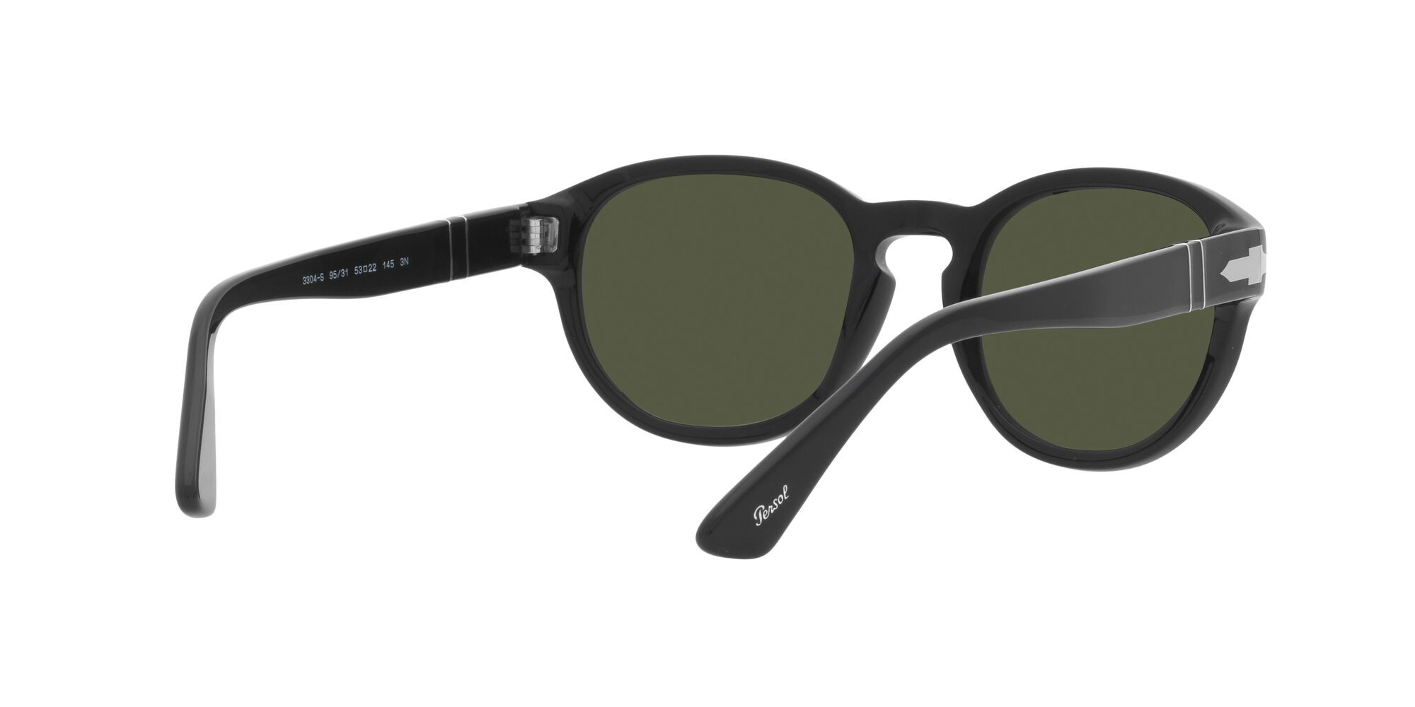 Occhiali da sole Persol PO 3304S (95/31) colore nero forma ovale lenti verde