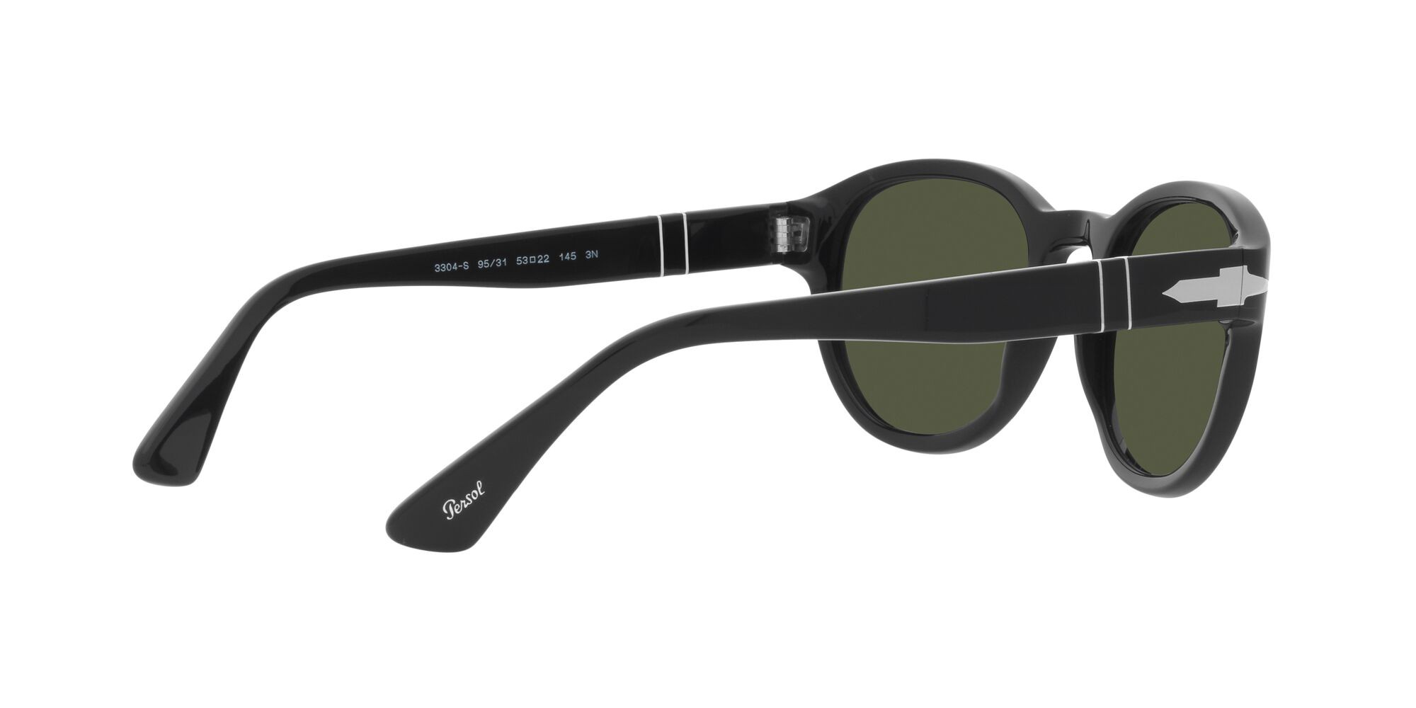 Occhiali da sole Persol PO 3304S (95/31) colore nero forma ovale lenti verde