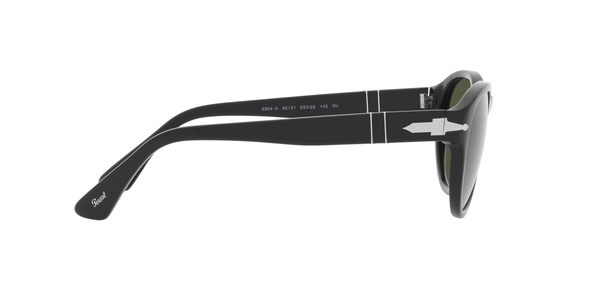 Occhiali da sole Persol PO 3304S (95/31) colore nero forma ovale lenti verde