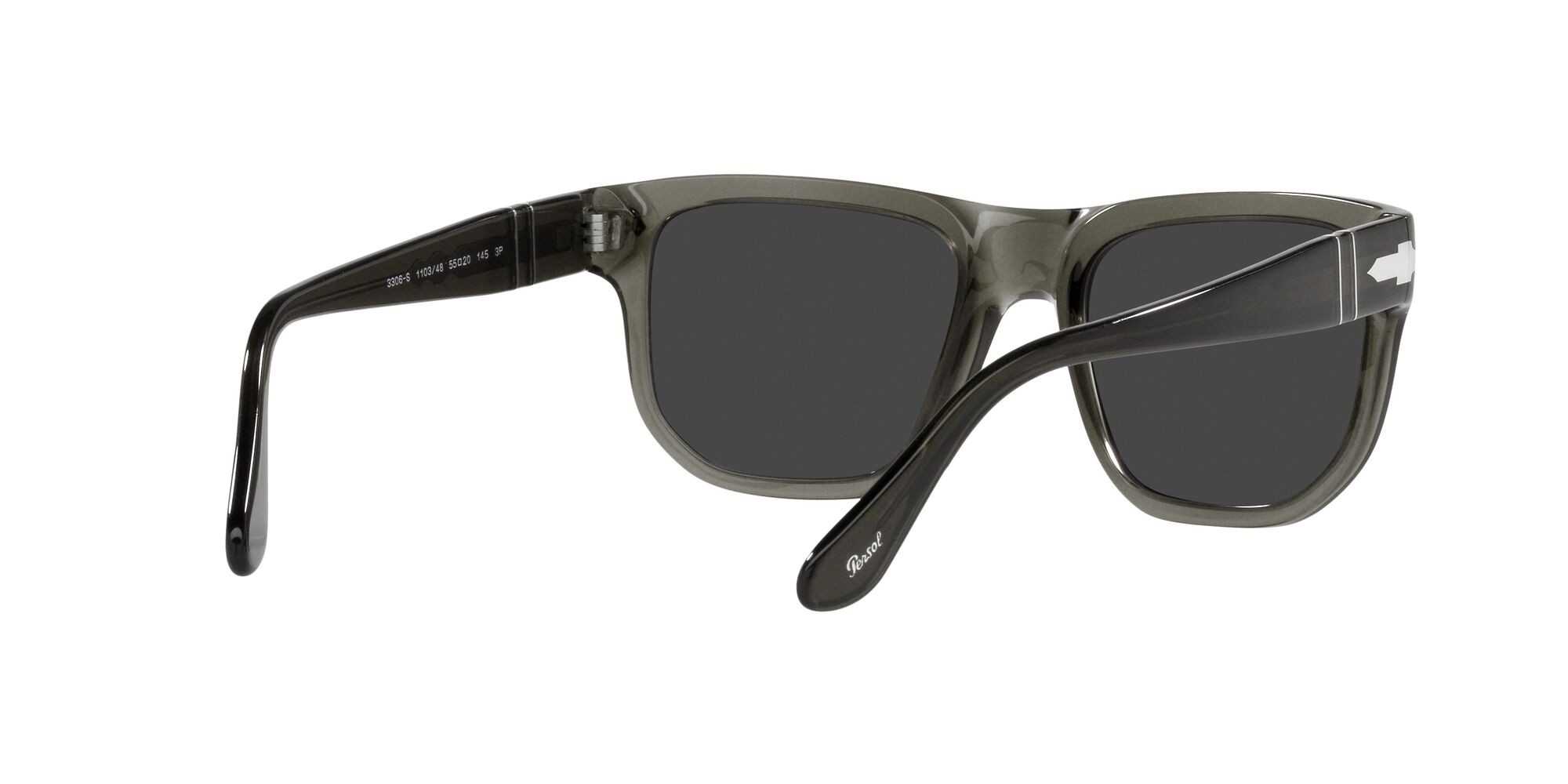 Sunglasses Persol PO 3306S (110348) color opale fumo shape square lenses polarized grigio scuro