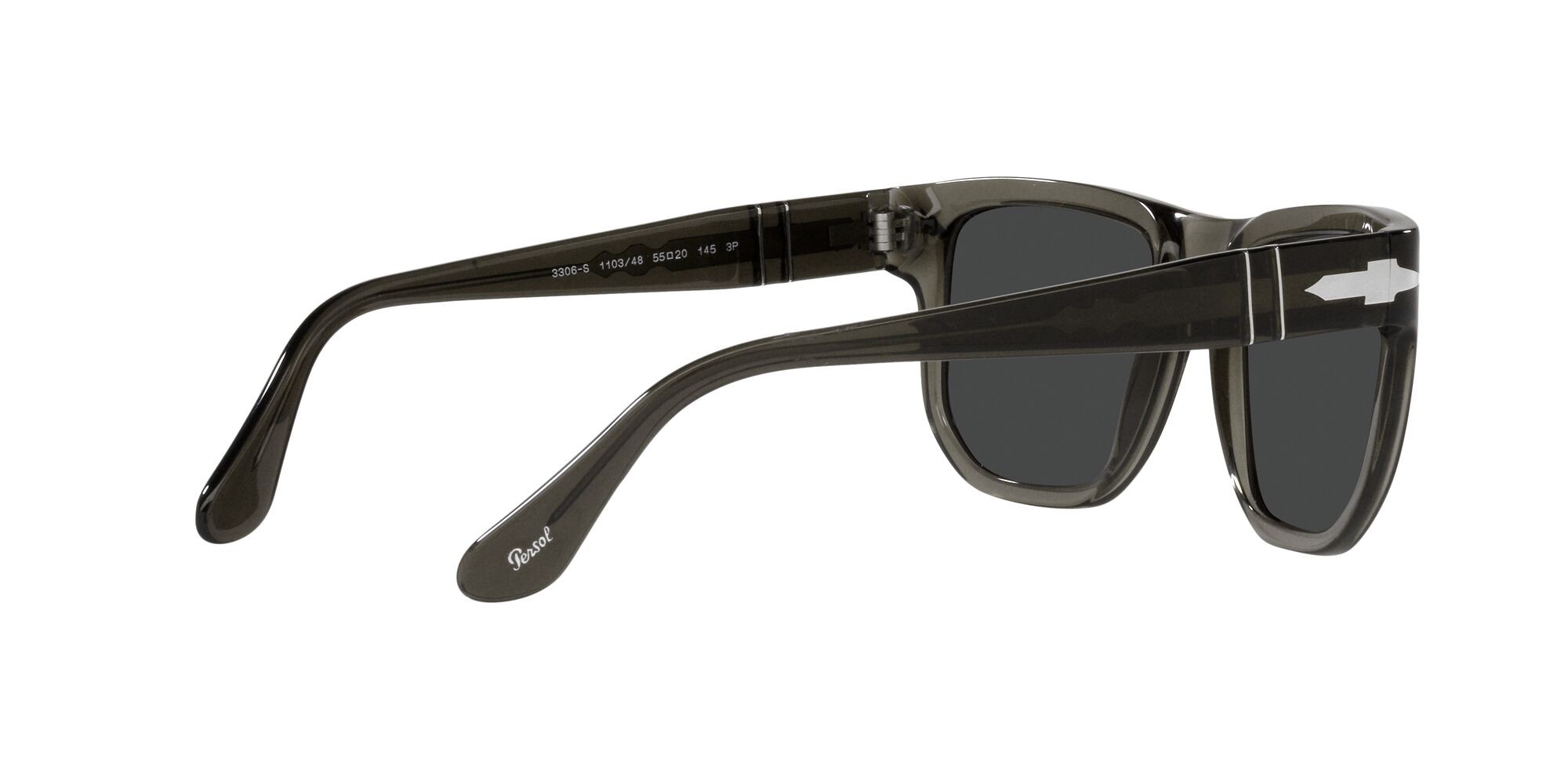Sunglasses Persol PO 3306S (110348) color opale fumo shape square lenses polarized grigio scuro