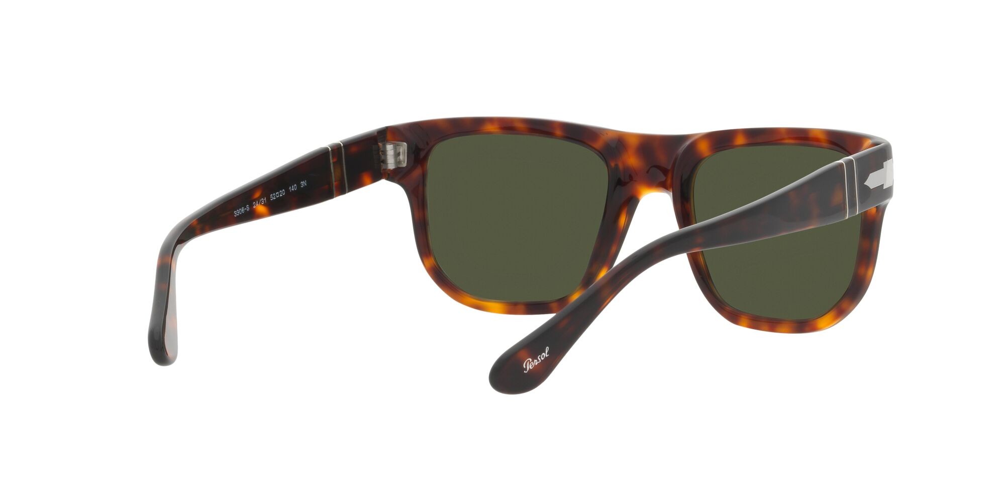 Occhiali da sole Persol PO 3306S (24/31) colore havana forma quadrato lenti verde