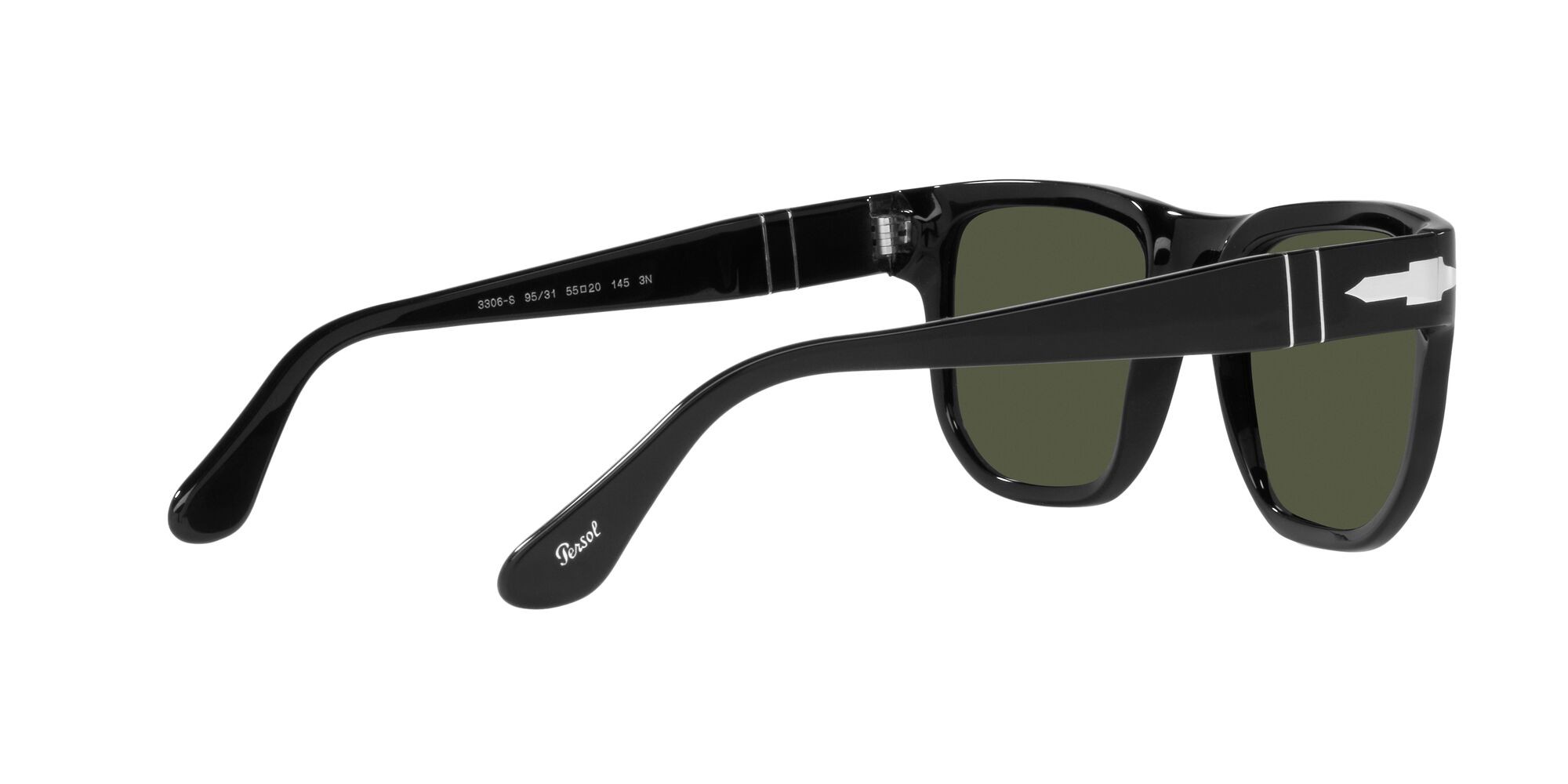 Occhiali da sole Persol PO 3306S (95/31) colore nero forma quadrato lenti verde