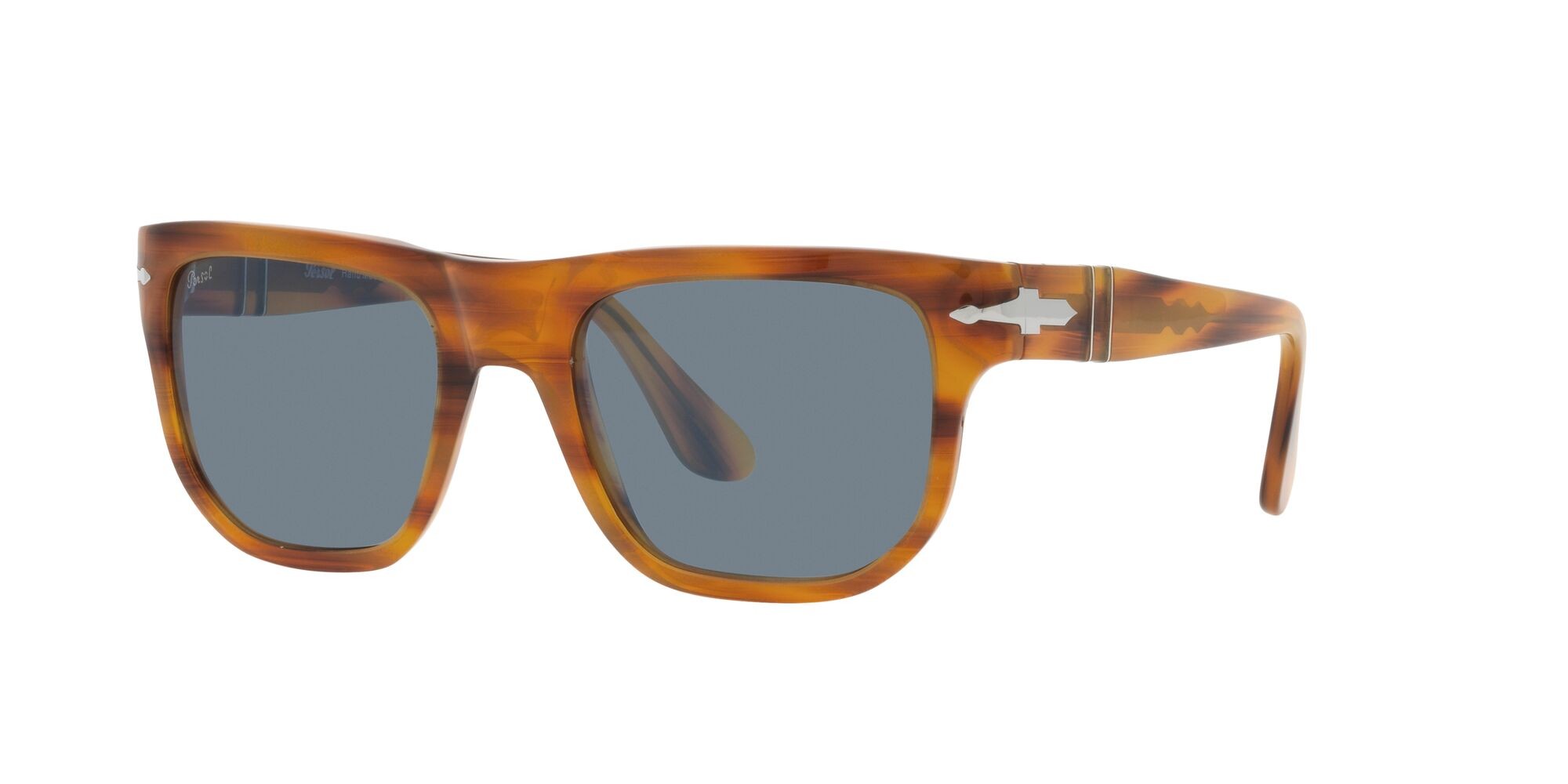 Sonnenbrillen Persol PO 3306S (960/56) farbe striato marrone form quadratisch gläser azzurro