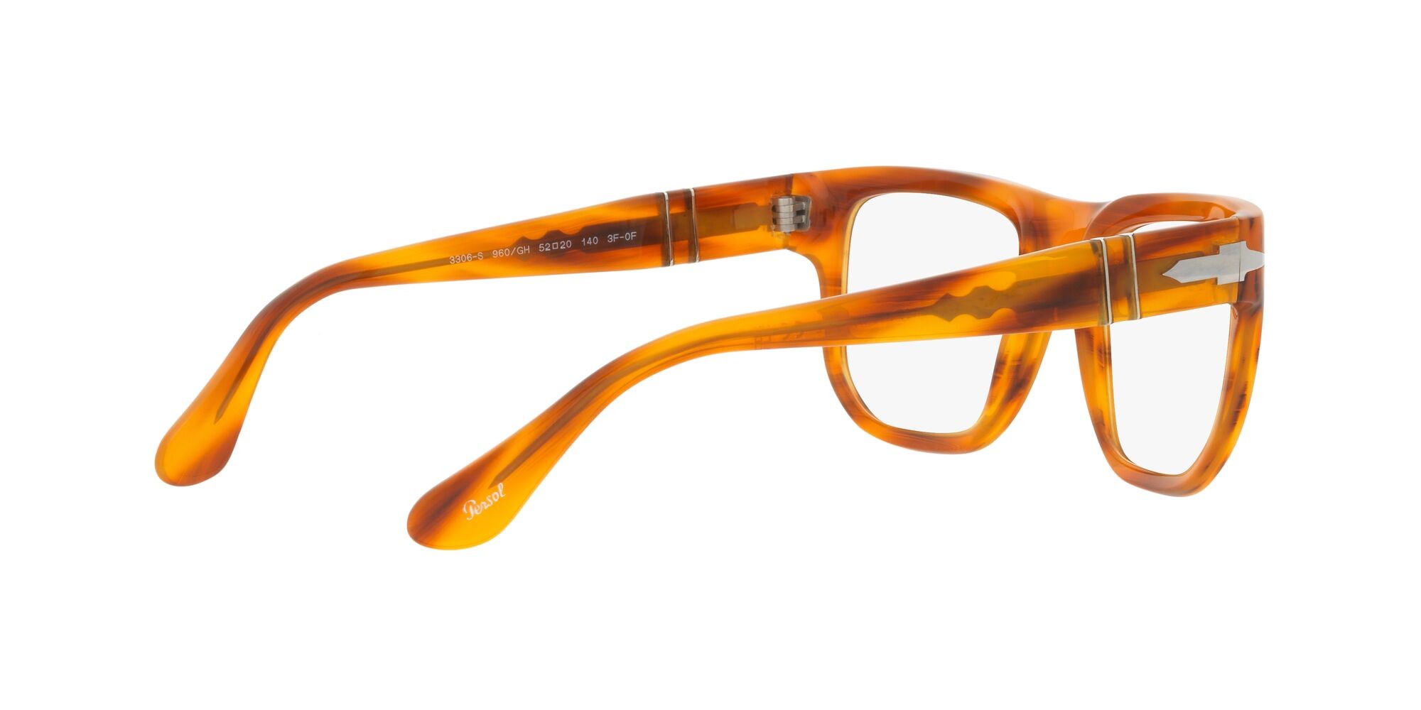 Occhiali da sole Persol PO 3306S (960/GH) colore striato marrone forma quadrato lenti transition grey