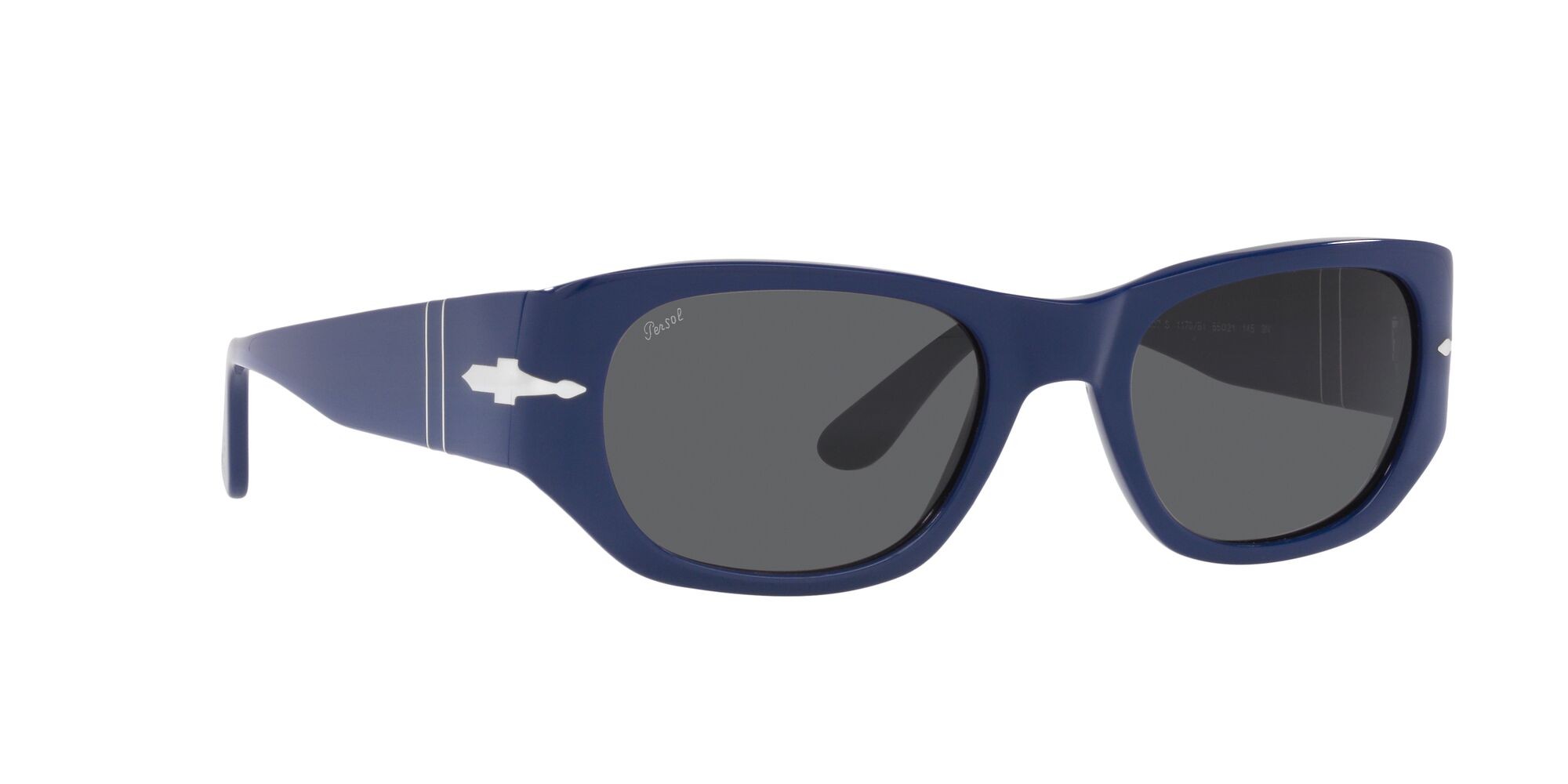 Occhiali da sole Persol PO 3307S (1170B1) colore blu forma quadrato lenti grigio scuro