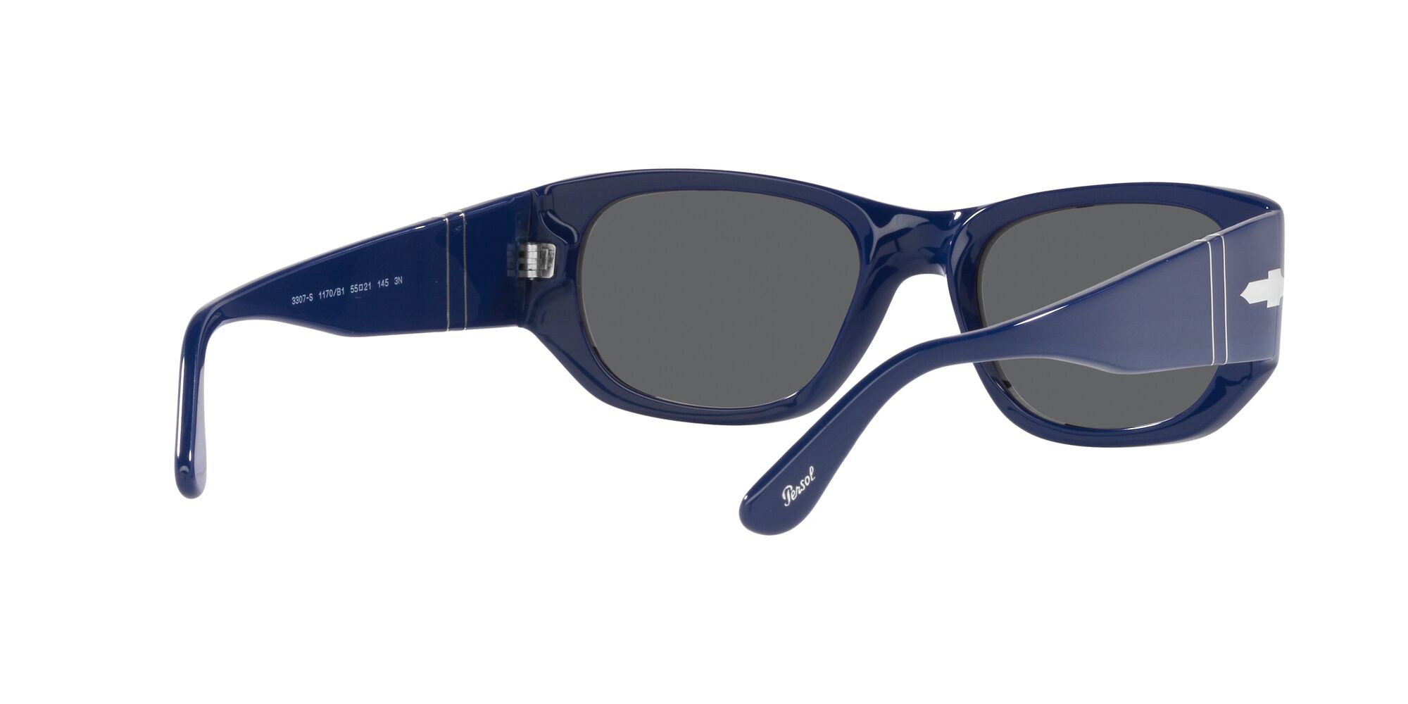 Occhiali da sole Persol PO 3307S (1170B1) colore blu forma quadrato lenti grigio scuro