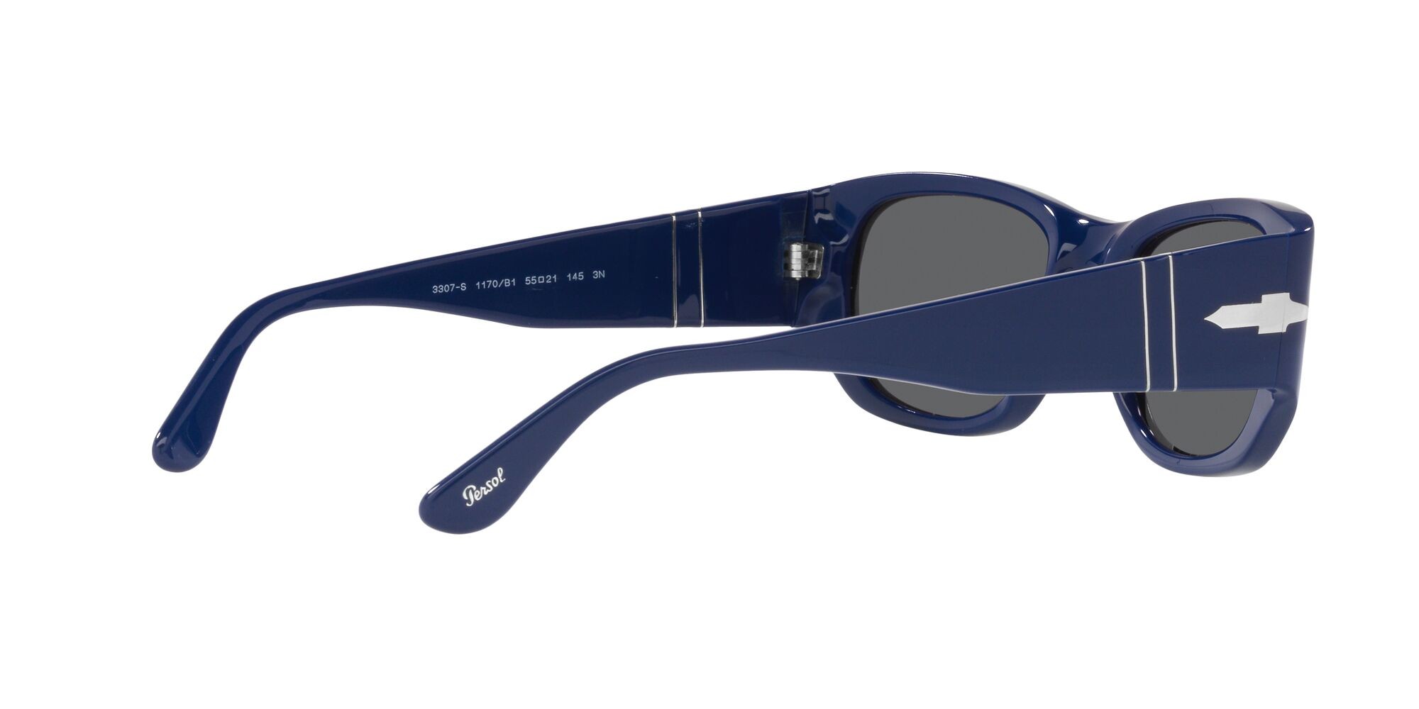 Occhiali da sole Persol PO 3307S (1170B1) colore blu forma quadrato lenti grigio scuro