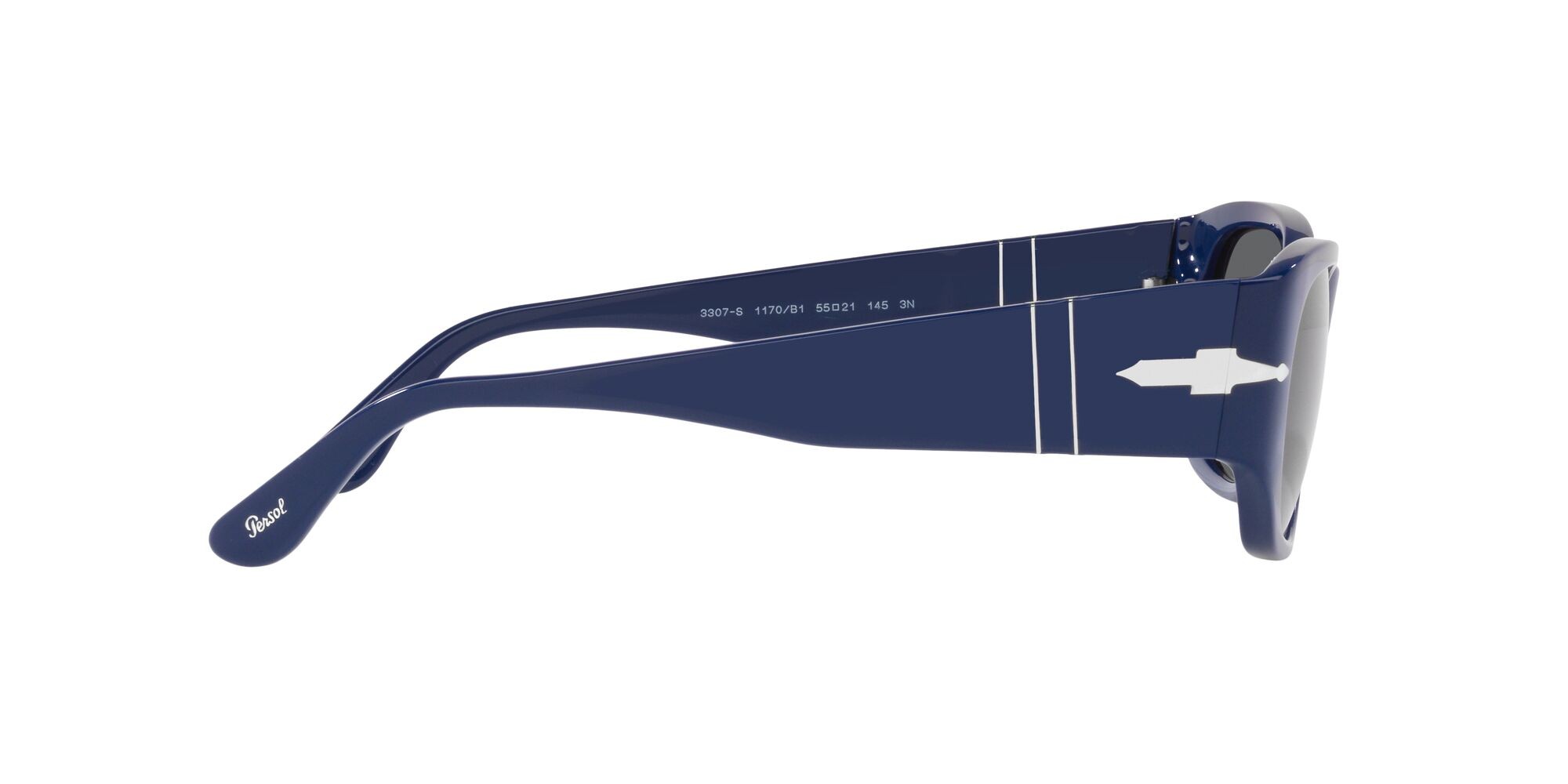 Occhiali da sole Persol PO 3307S (1170B1) colore blu forma quadrato lenti grigio scuro