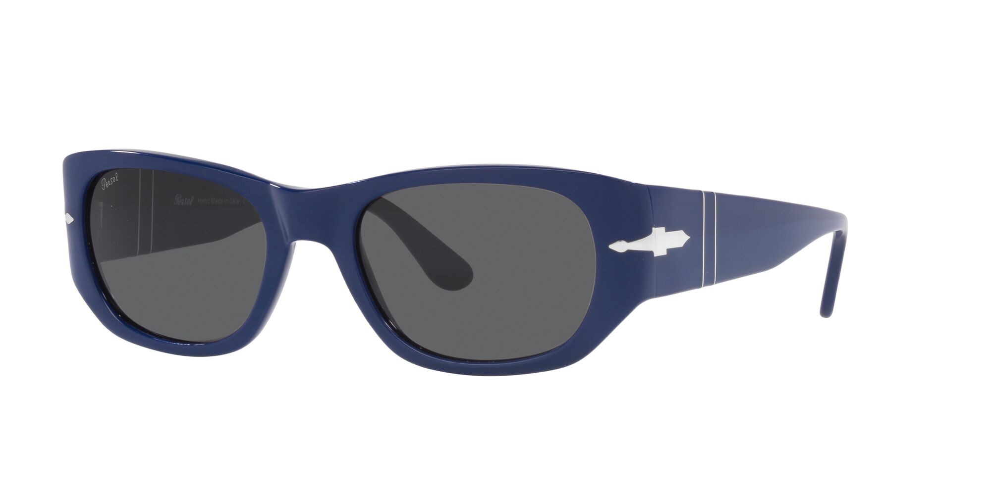 Occhiali da sole Persol PO 3307S (1170B1) colore blu forma quadrato lenti grigio scuro