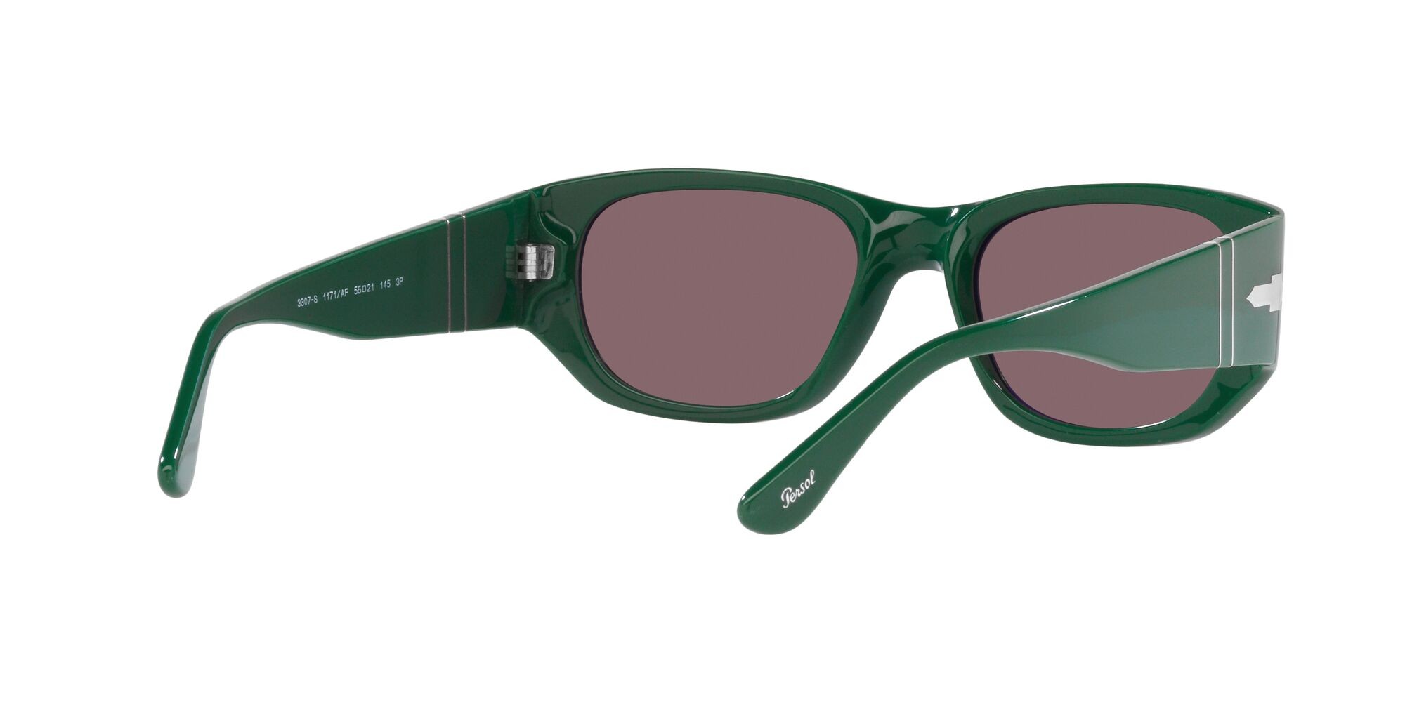 Occhiali da sole Persol PO 3307S (1171AF) colore verde forma quadrato lenti polarizzata nero