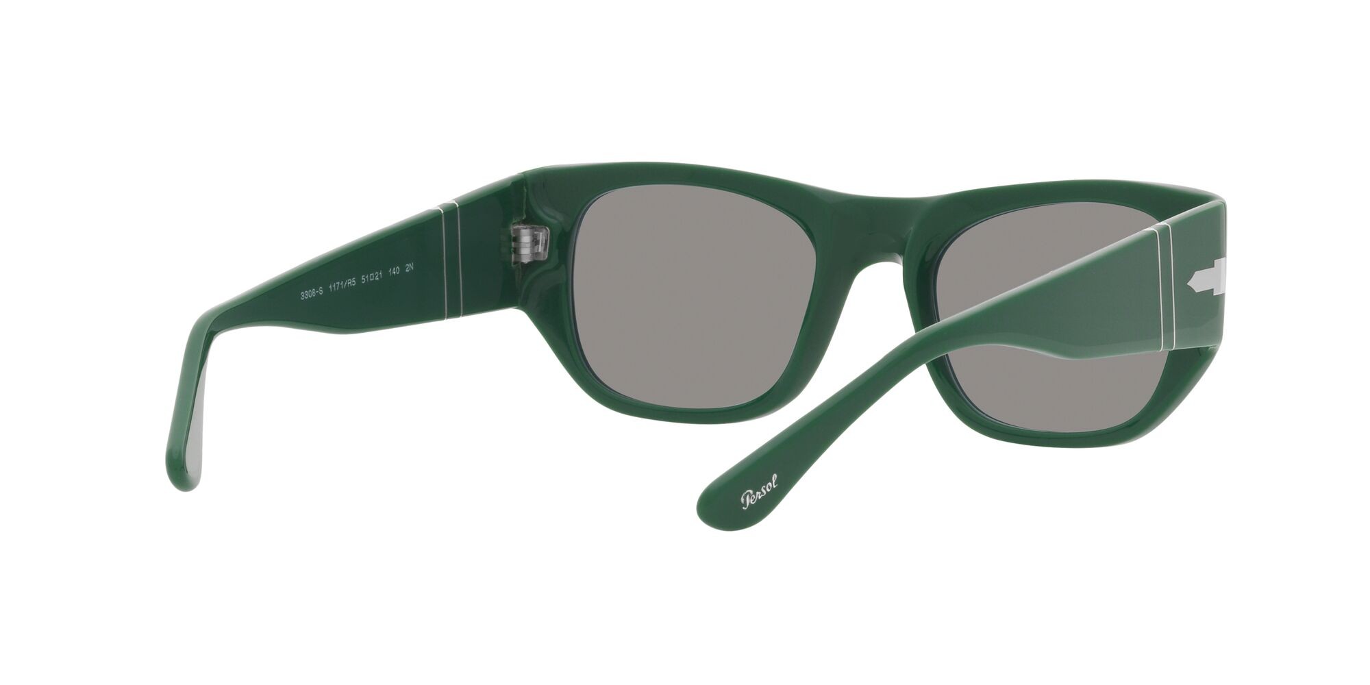 Occhiali da sole Persol PO 3308S (1171R5) colore verde forma quadrato lenti grigio