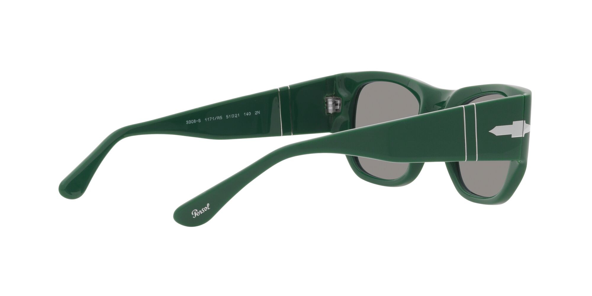 Occhiali da sole Persol PO 3308S (1171R5) colore verde forma quadrato lenti grigio
