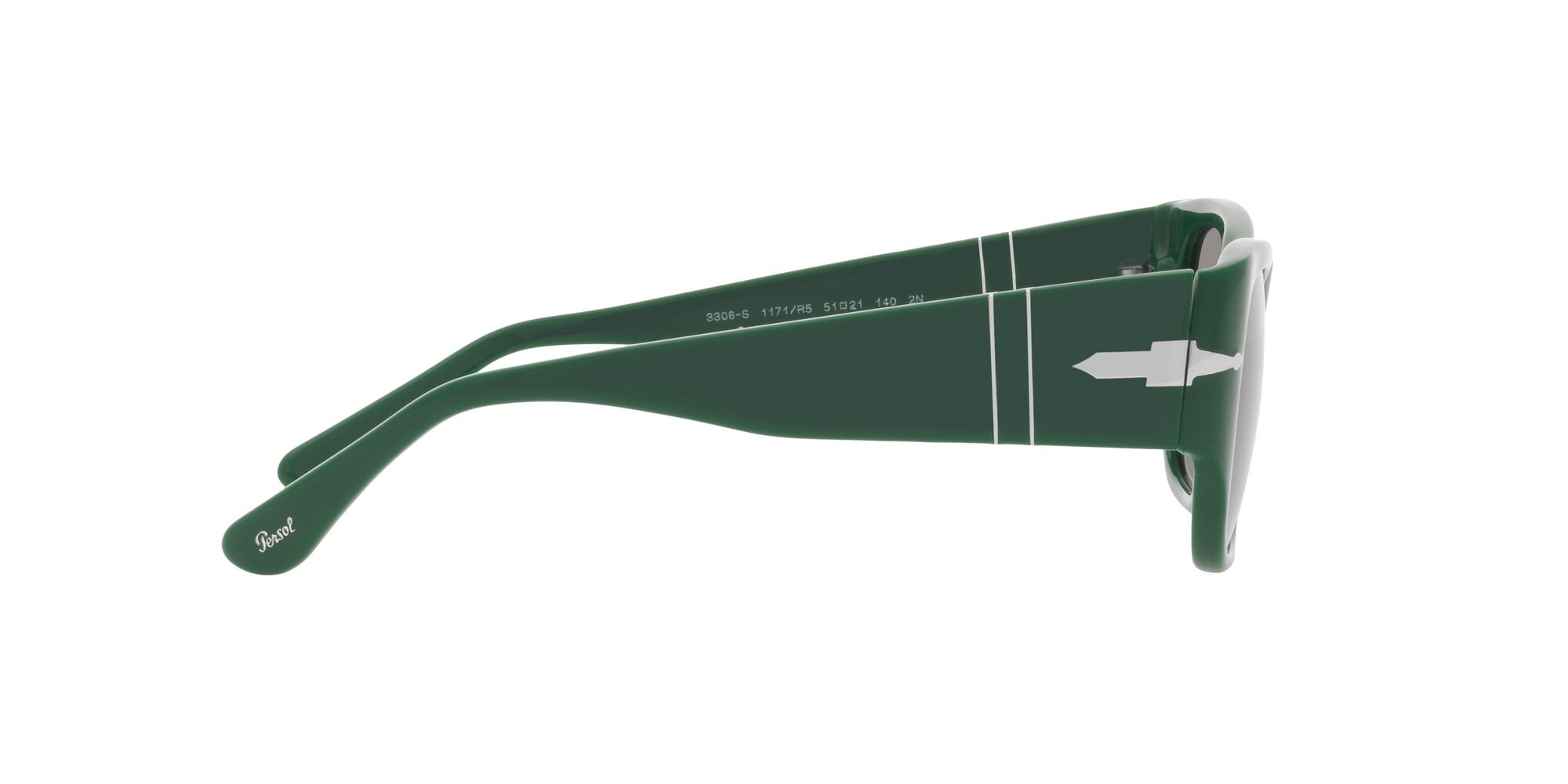 Occhiali da sole Persol PO 3308S (1171R5) colore verde forma quadrato lenti grigio