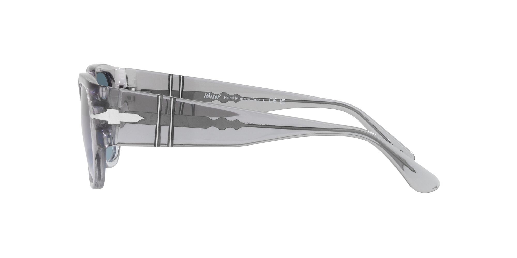 Sunglasses Persol PO 3308S (309/Q8) color grigio trasparente shape square lenses azzurro sfumato blu