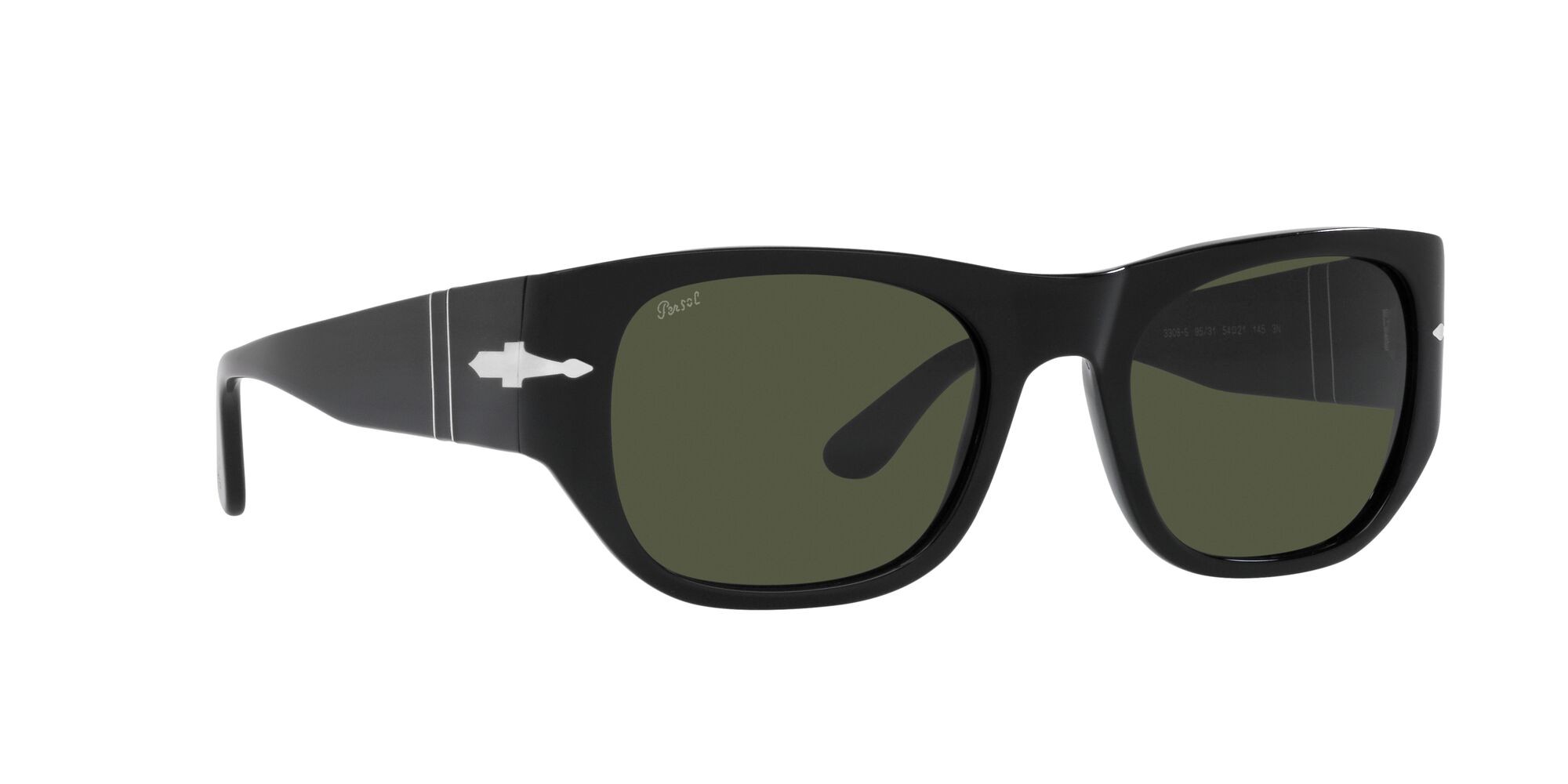 Occhiali da sole Persol PO 3308S (95/31) colore nero forma quadrato lenti verde