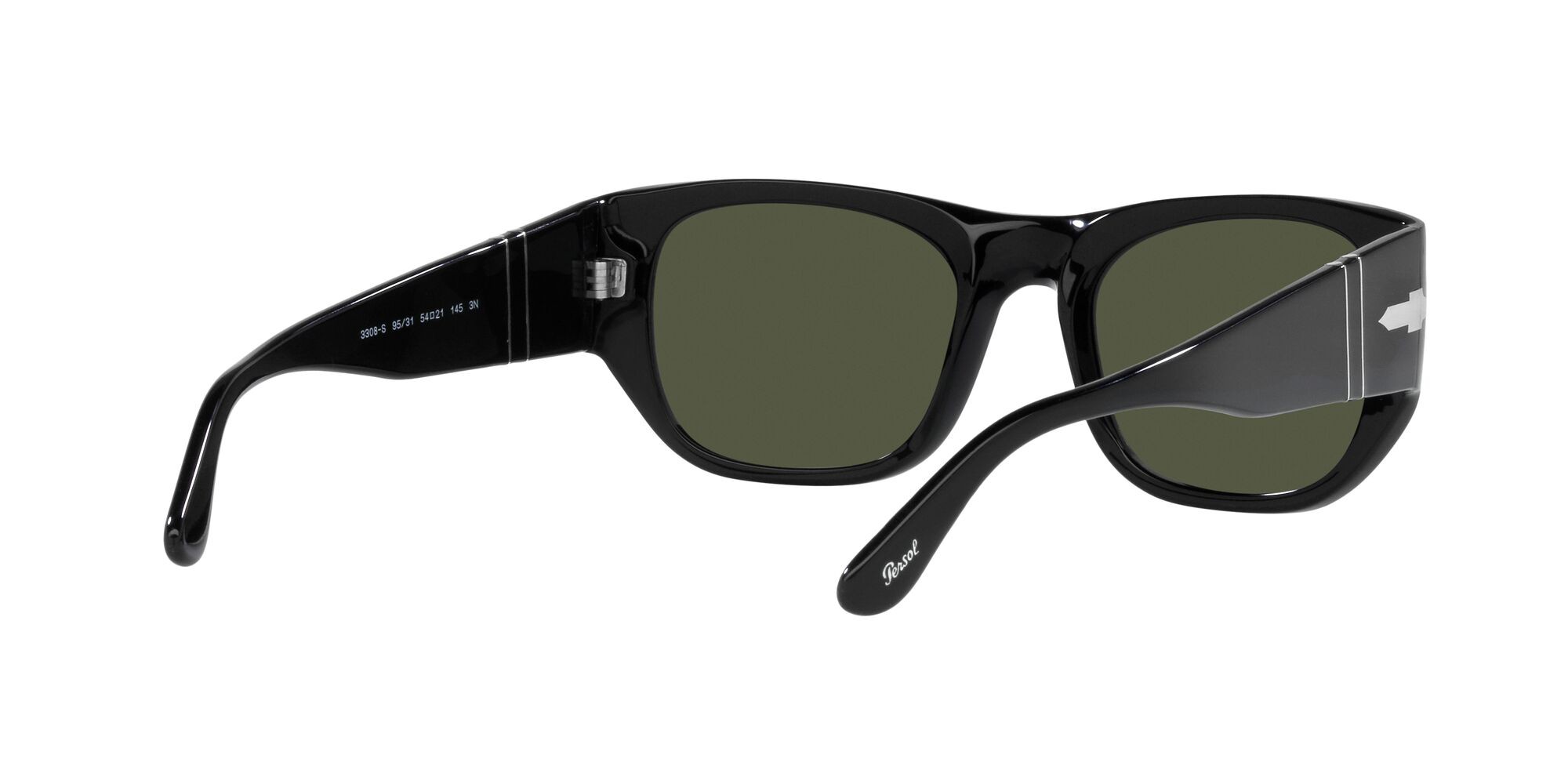 Occhiali da sole Persol PO 3308S (95/31) colore nero forma quadrato lenti verde