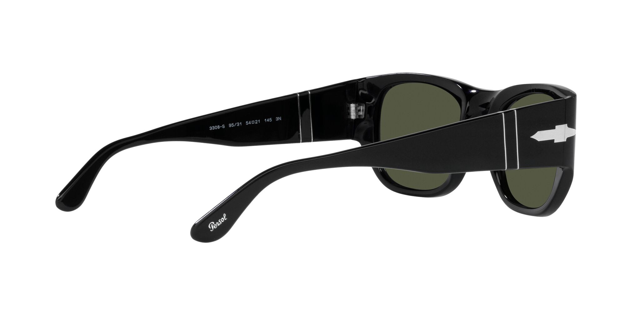 Occhiali da sole Persol PO 3308S (95/31) colore nero forma quadrato lenti verde