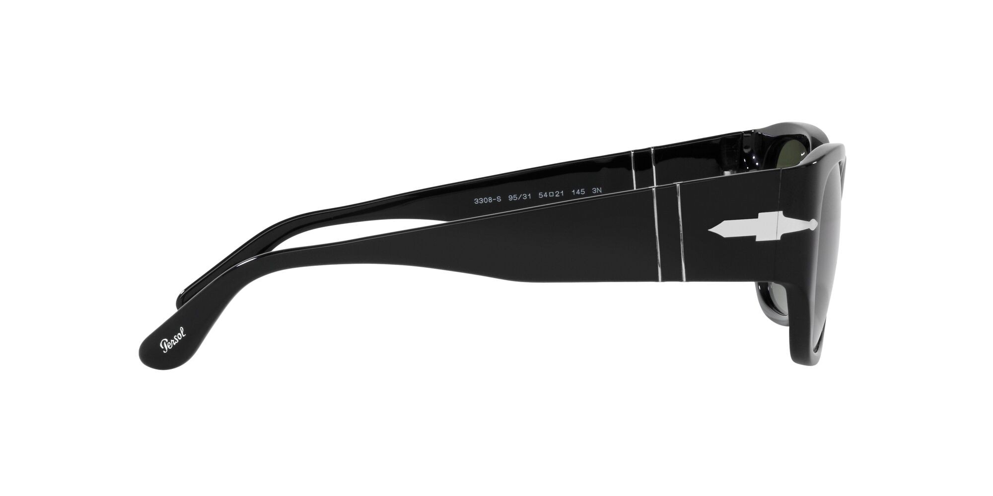 Occhiali da sole Persol PO 3308S (95/31) colore nero forma quadrato lenti verde