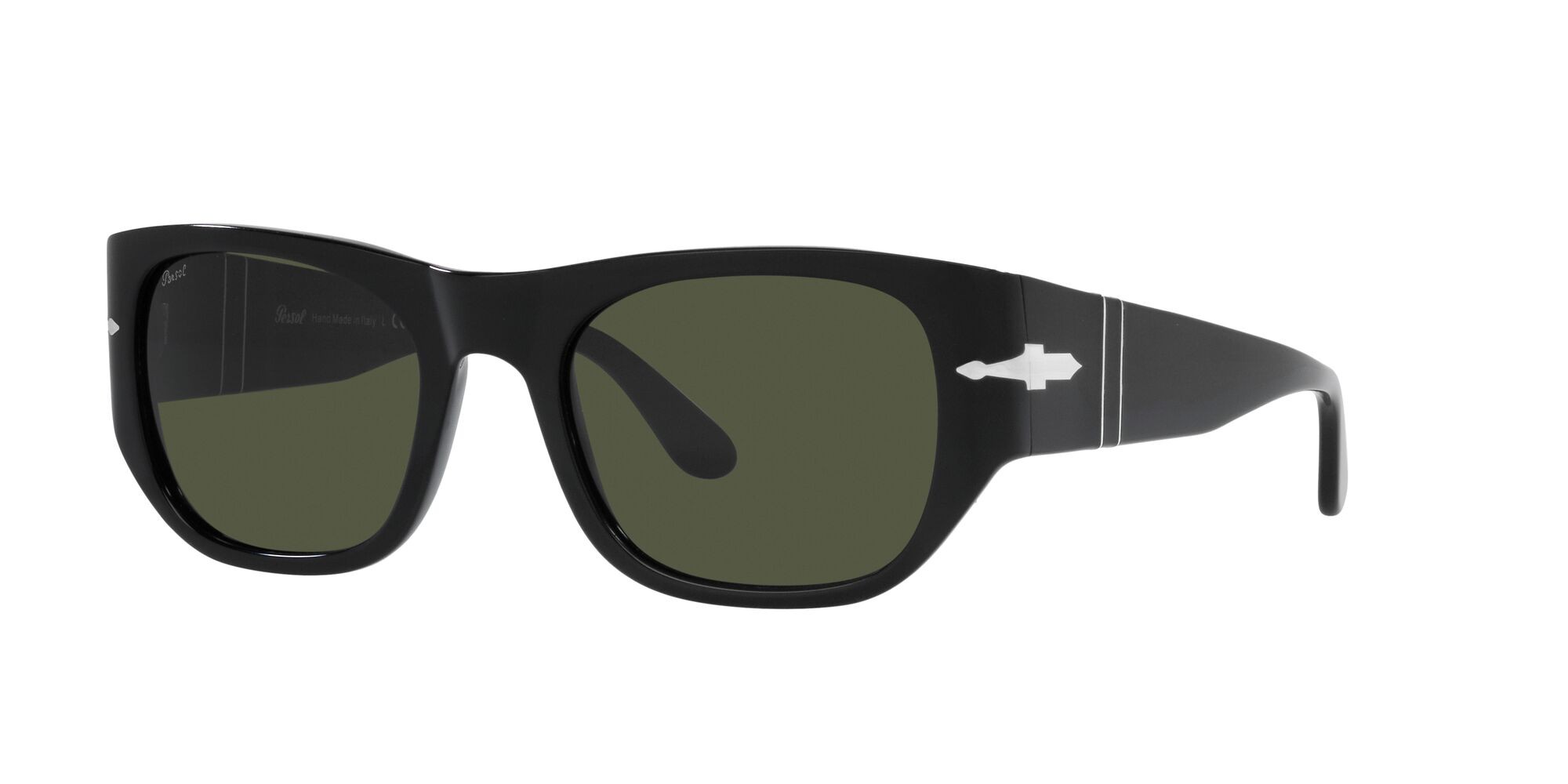 Occhiali da sole Persol PO 3308S (95/31) colore nero forma quadrato lenti verde