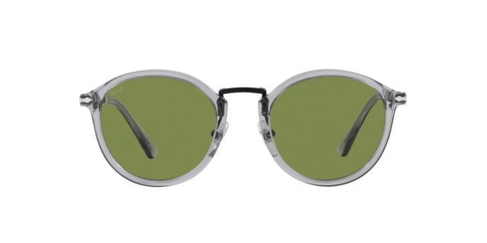 Occhiali da sole Persol PO 3309S (309/4E) colore grigio trasparente forma pantos lenti verde