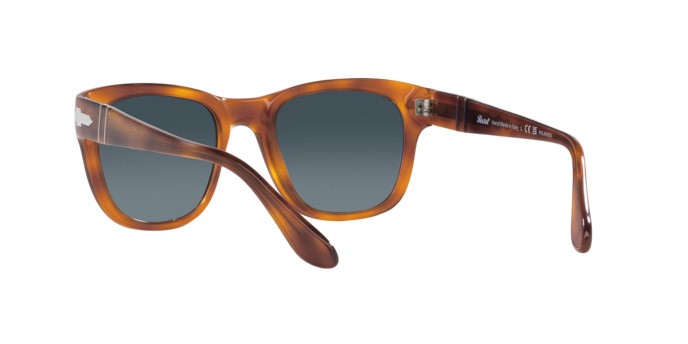 Occhiali da sole Persol PO 3313S (96/S3) colore terra di siena forma quadrato lenti azzurro sfumato scuro polarizzata