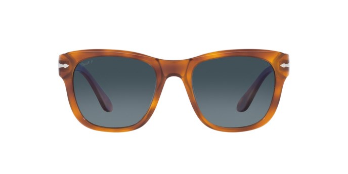 Occhiali da sole Persol PO 3313S (96/S3) colore terra di siena forma quadrato lenti azzurro sfumato scuro polarizzata