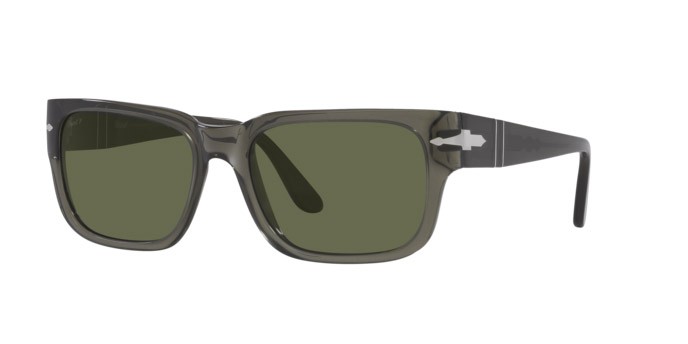 Occhiali da sole Persol PO 3315S (110358) colore transparent taupe gray forma rettangolare lenti polar verde