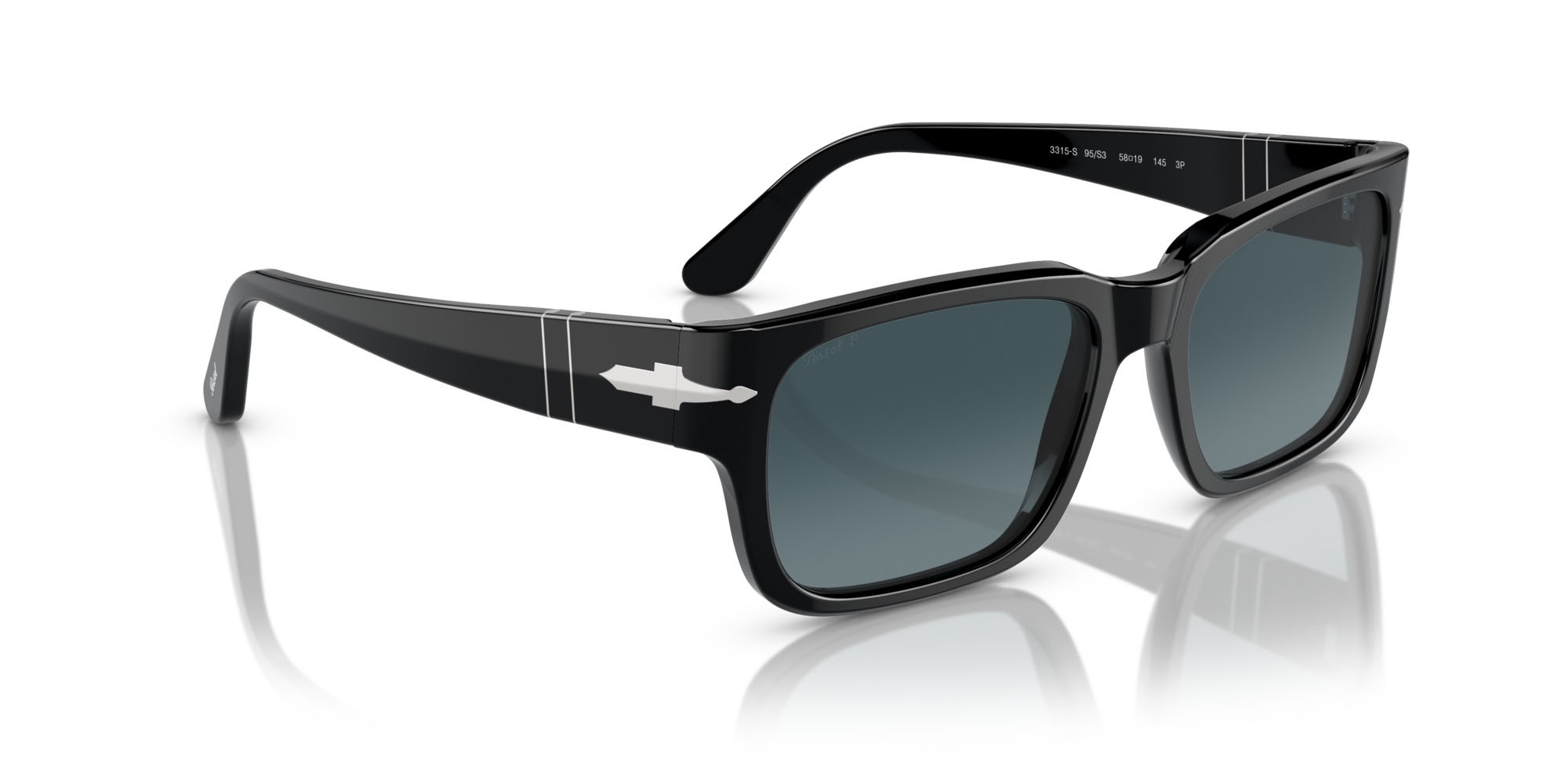 Sonnenbrillen Persol PO 3315S (95/S3) farbe nero form rechteckig gläser celeste sfumato blu scuro