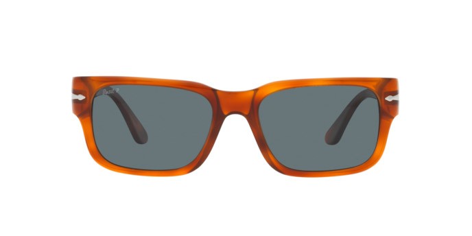Occhiali da sole Persol PO 3315S (96/3R) colore terra di siena forma rettangolare lenti polarizzata blu scuro